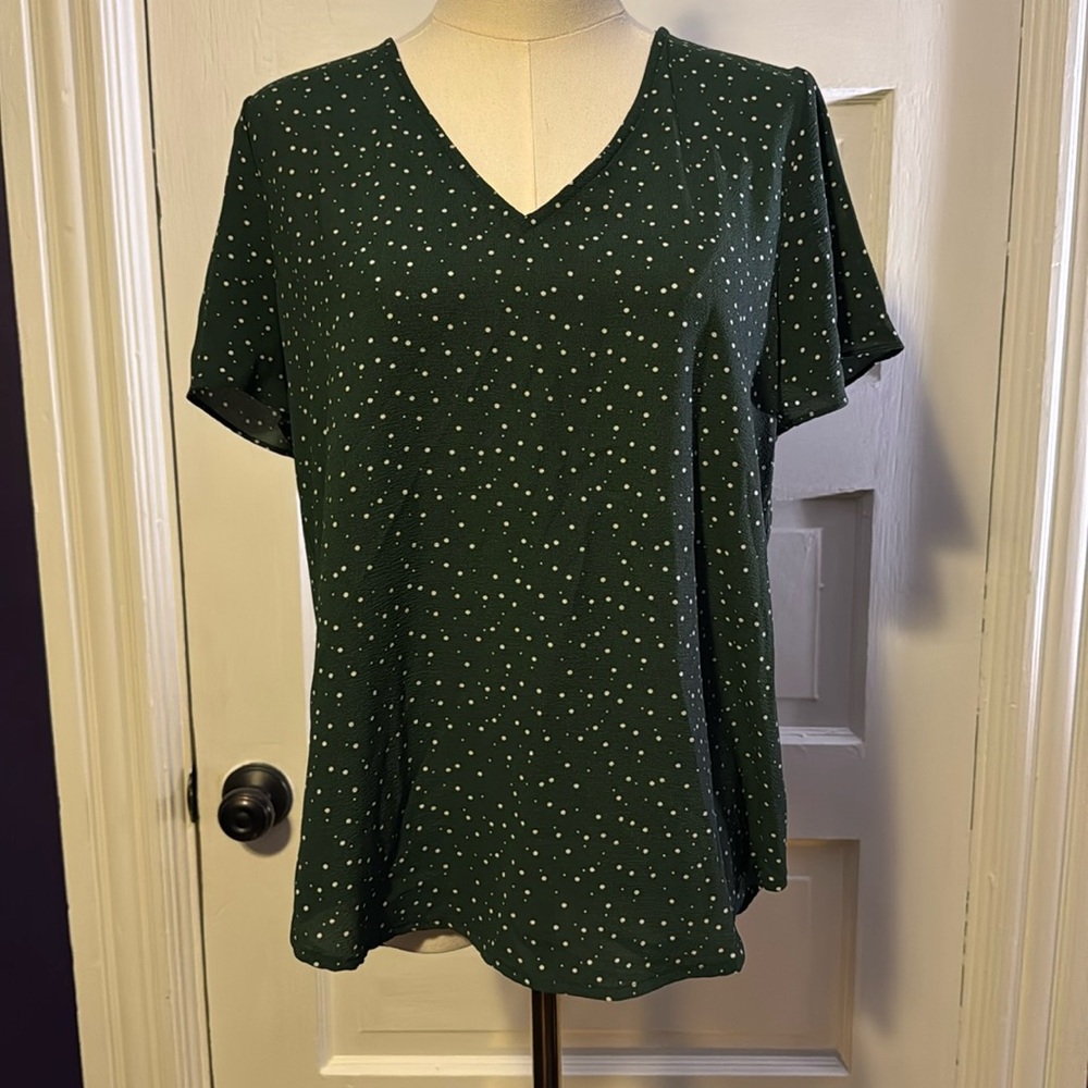 Green Polka Dot Blouse
